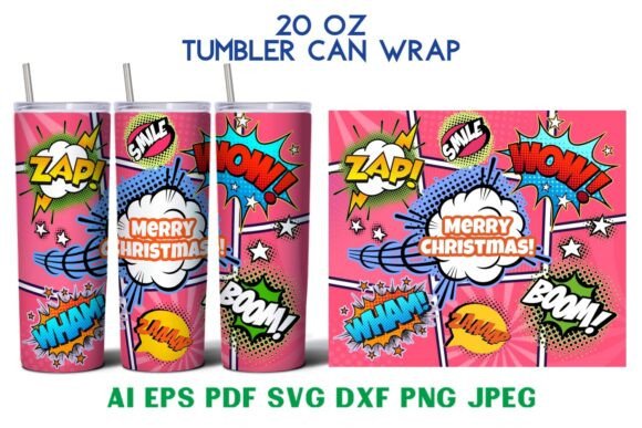 20 Oz Christmas Tumbler Can Wrap SVG AI