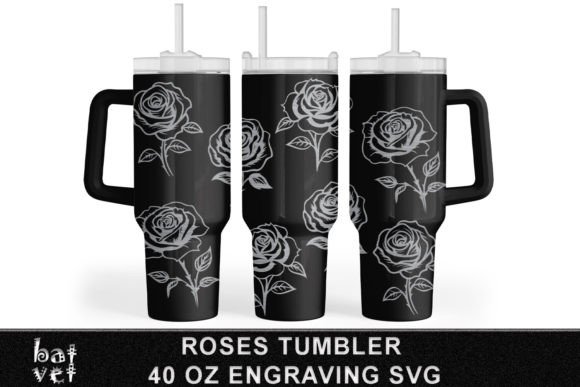 40 Oz Tumbler Roses Engraving SVG