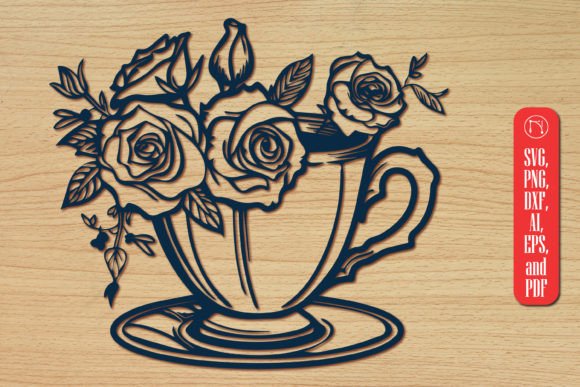 Cricut Tea Cup with Flowers SVG Set