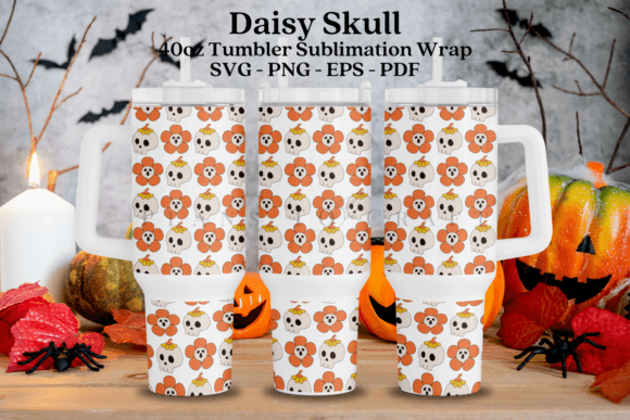Daisy Skull Halloween Tumbler Wrap