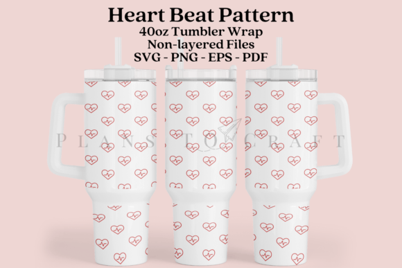 Hearbeat 40oz Tumbler Sublimation Wrap