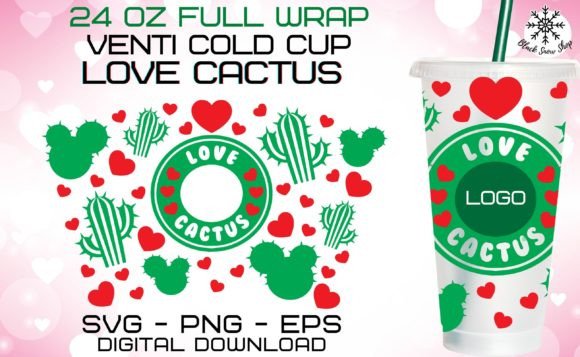 Love Cactus Venti Cup 24 Oz SVG