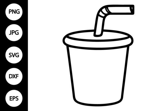 Outline Cup with Straw SVG