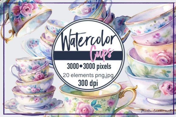 Tea Cup Watercolor Clipart